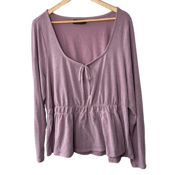 Lane Bryant Pink Classic Long-Sleeve Square-Neck With Keyhole Top Sz 22/24 - Picture 1 of 7